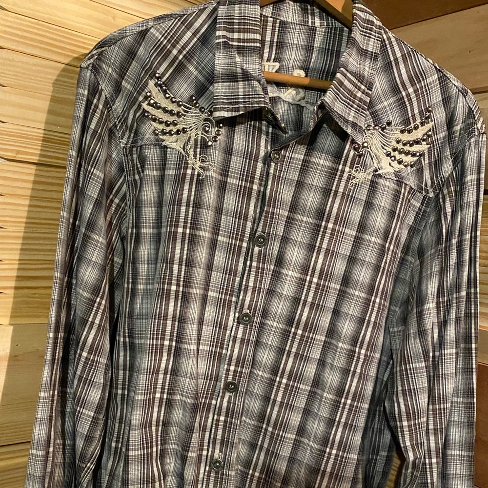 Elephant Brand by ELP Jeans - Rock & Track Embroidered Button Front Shirt - XL